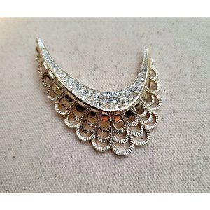 Vintage Coro Scalloped Rhinestone Art Deco Brooch
